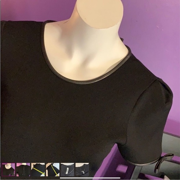 Valentino Black Dress with Leather Bow Trim. Size M - Picture 3 of 8